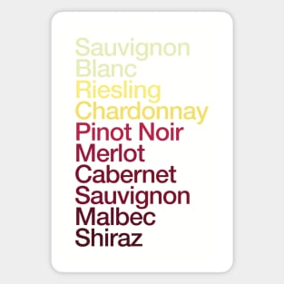 Wine Grapes List Color Chart - Pinot Noir Chardonnay Cabernet Magnet